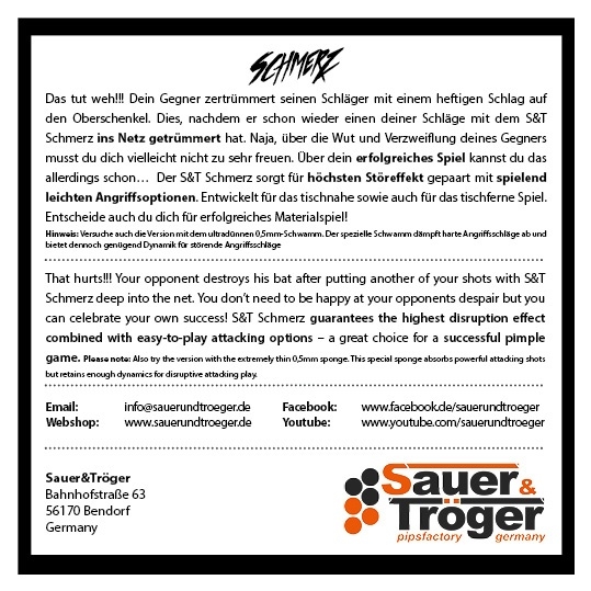 Sauer & Tröger Schmerz LONG Long Pimples Table Tennis Rubber 